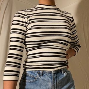 striped mockneck top